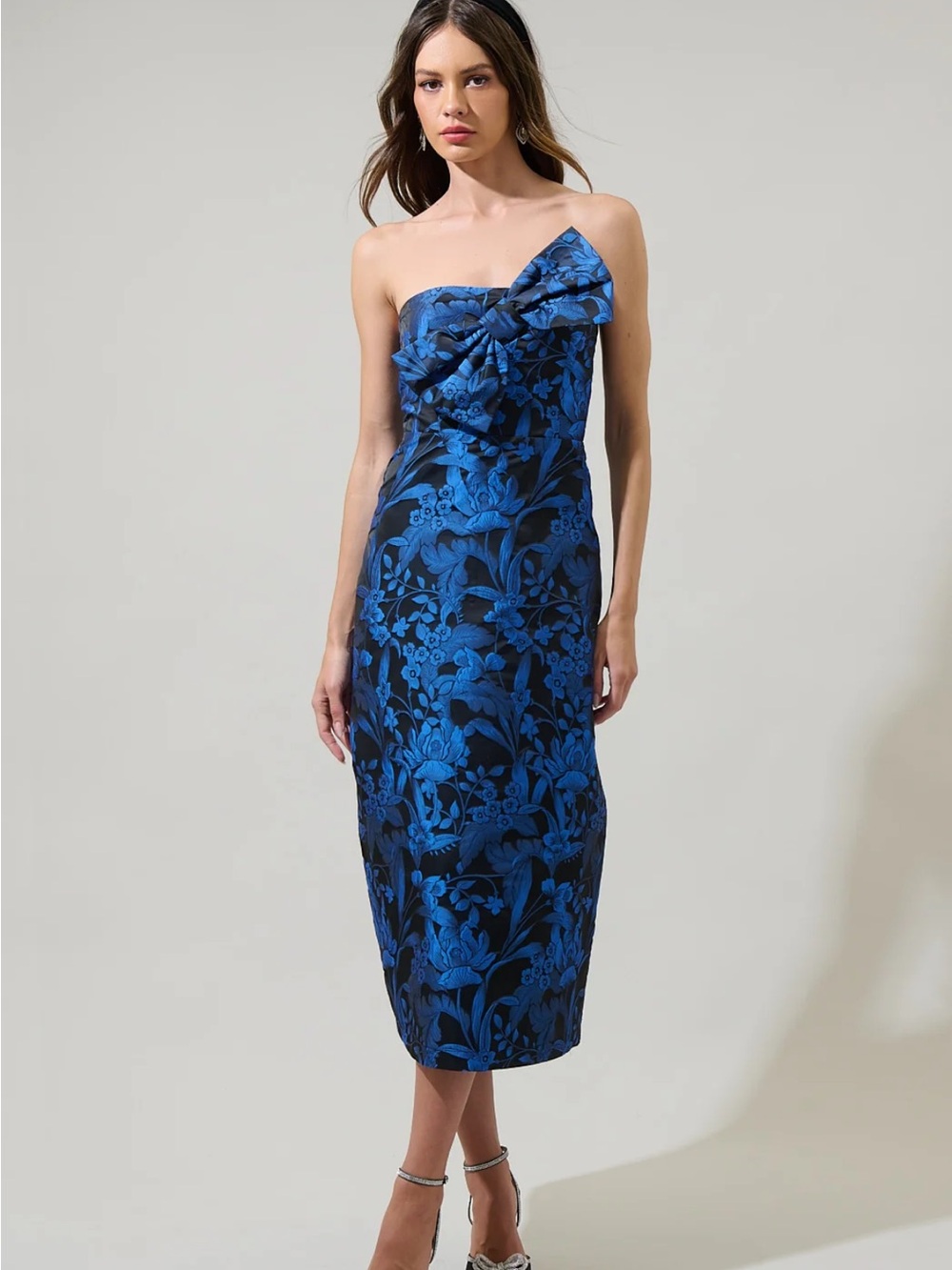 Sugarlips Strapless Floral Jacquard Sheath Dress